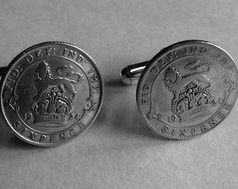 03sp 1924 Silver Sixpence Cufflinks