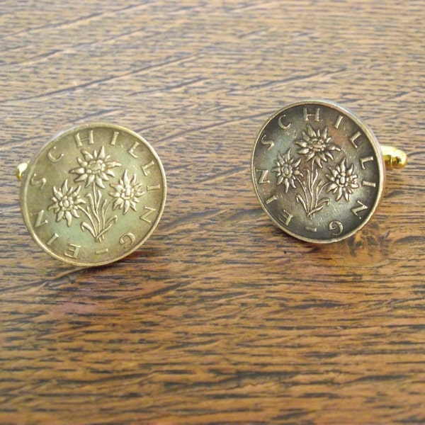 Eidelweiss 1 Schilling Austrian Coin Cufflinks