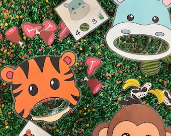 Feed the Zoo Animal Bin Cards Digital File ONLY | Instant Download | Home School zoo Lesson