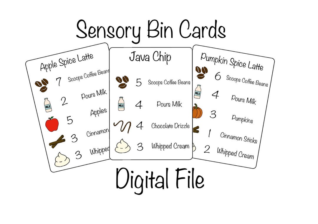 Digital File | Coffee Drinks Sensory Bin Digital Download Cards Only - Etsy