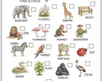 Zoo Scavenger Hunt Animal Hunt, Outdoor Activity for Toddlers & Kids Digital Download