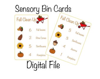 Archivo digital / Contenedor sensorial de limpieza de otoño Solo tarjetas de descarga digital