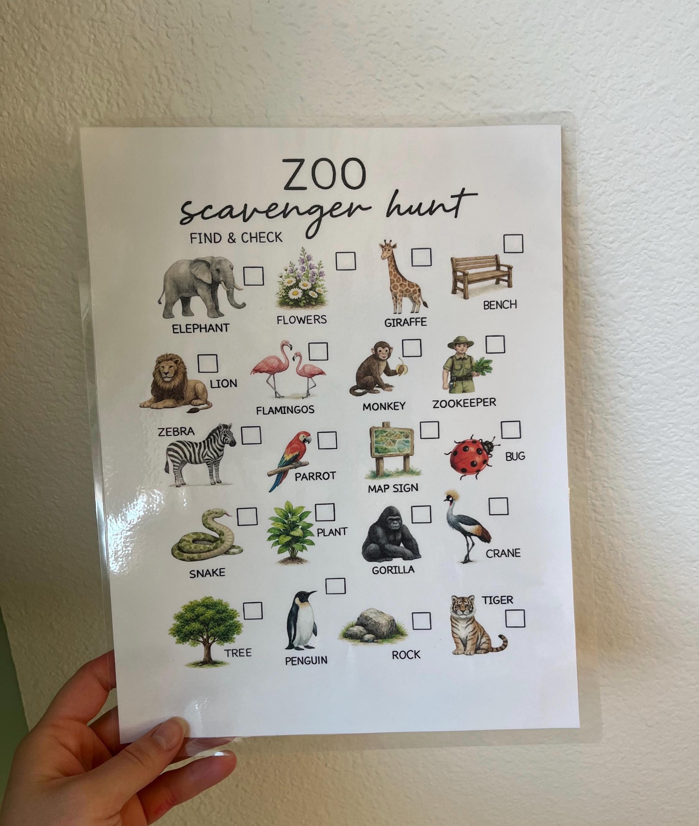Zoo Scavenger Hunt Animal Hunt, Outdoor Activity for Toddlers & Kids ...