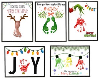 Huellas de pies y manos navideñas de invierno para niños pequeños y niños (descarga digital)