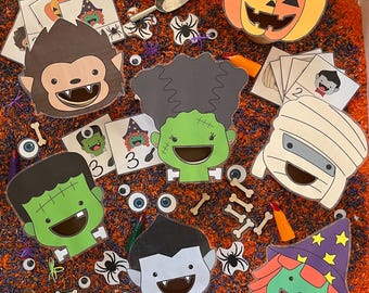Alimenta a los monstruos de Halloween: Caja sensorial (solo archivo digital) / Descarga instantánea / Actividad de Halloween para la escuela en casa