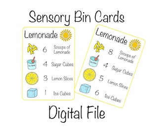 Lemonade Senosry Bin Recipe Cards Digital File ONLY | Instant Download