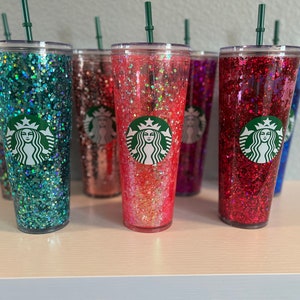 Custom Starbucks Snow globe Tumbler / Glitter Tumbler / Personalized Venti cold cup / Shiny Holographic