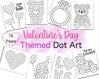 Actividad de San Valentín con marcador de puntos: Páginas para colorear para niños pequeños (Descarga digital)