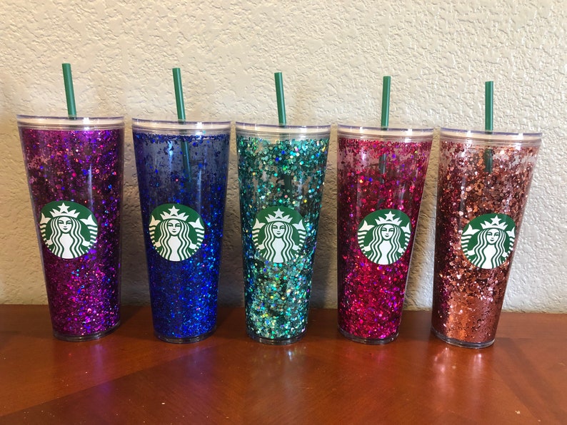 Custom Starbucks Snow globe Tumbler / Glitter Tumbler / Personalized Venti cold cup / Shiny Holographic 