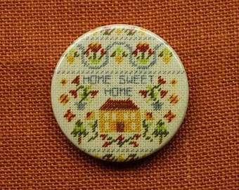 Needle minder for cross stitch accessories Home Sweet Home magnetic needle holder. Needlework gifts for cross stitcher quilter seamstress