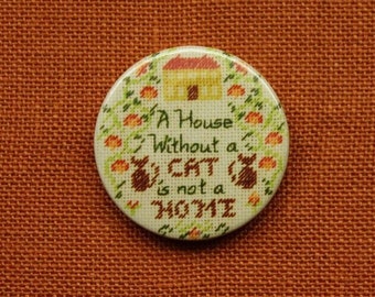 Needle minder cross stitch magnet. Cat lover gift for stitcher, 1.5 inch magnetic needle holder accessory for sewing tools or crossstitch