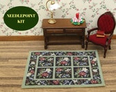 Dollhouse miniatures rug KIT. Doll house rug for 1 12 scale dolls house 6 x 4.5 Miniature needlepoint carpet kits accessory w 18 ct canvas