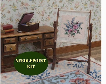 1:12 needlework stand kit dollhouse miniatures furniture kit DIY accessories needlepoint cross stitch tapestry frame 40 count 3.75” high