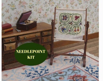 1:12 needlework stand kit dollhouse miniatures furniture kit DIY accessories needlepoint cross stitch tapestry frame 40 count 3.75” high