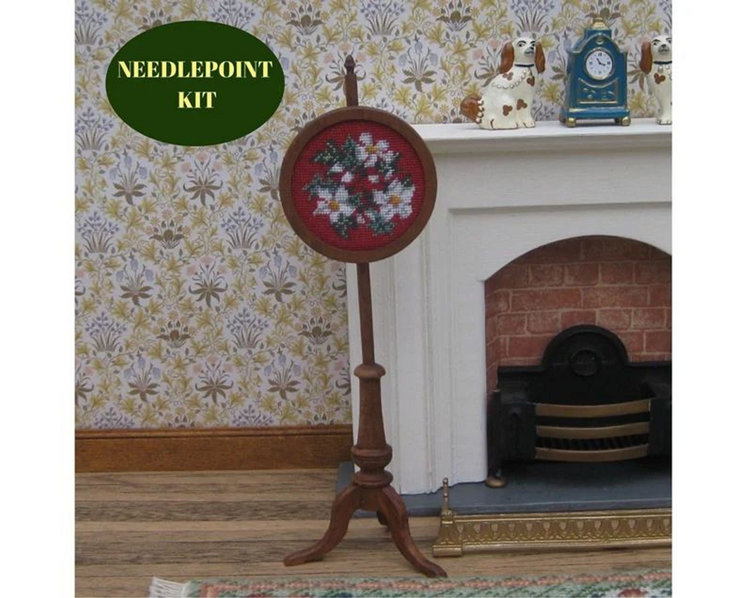 1:12 Needlework Stand Kit Dollhouse Miniatures Furniture Kit DIY Accessories  Needlepoint Cross Stitch Tapestry Frame 40 Count 3.75 High 