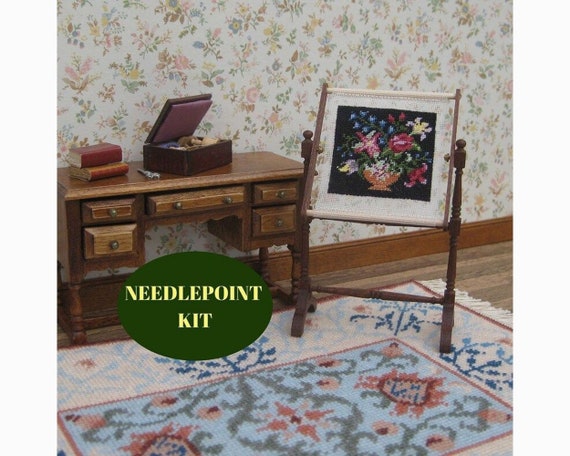 1:12 Needlework Stand Kit Dollhouse Miniatures Furniture Kit DIY Accessories  Needlepoint Cross Stitch Tapestry Frame 40 Count 3.75 High 