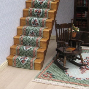 1:12 dollhouse stair runner kit 18 ct canvas needlepoint staircase kit Dollhouse decoration Miniature accessories 20 inches long 15 steps image 8