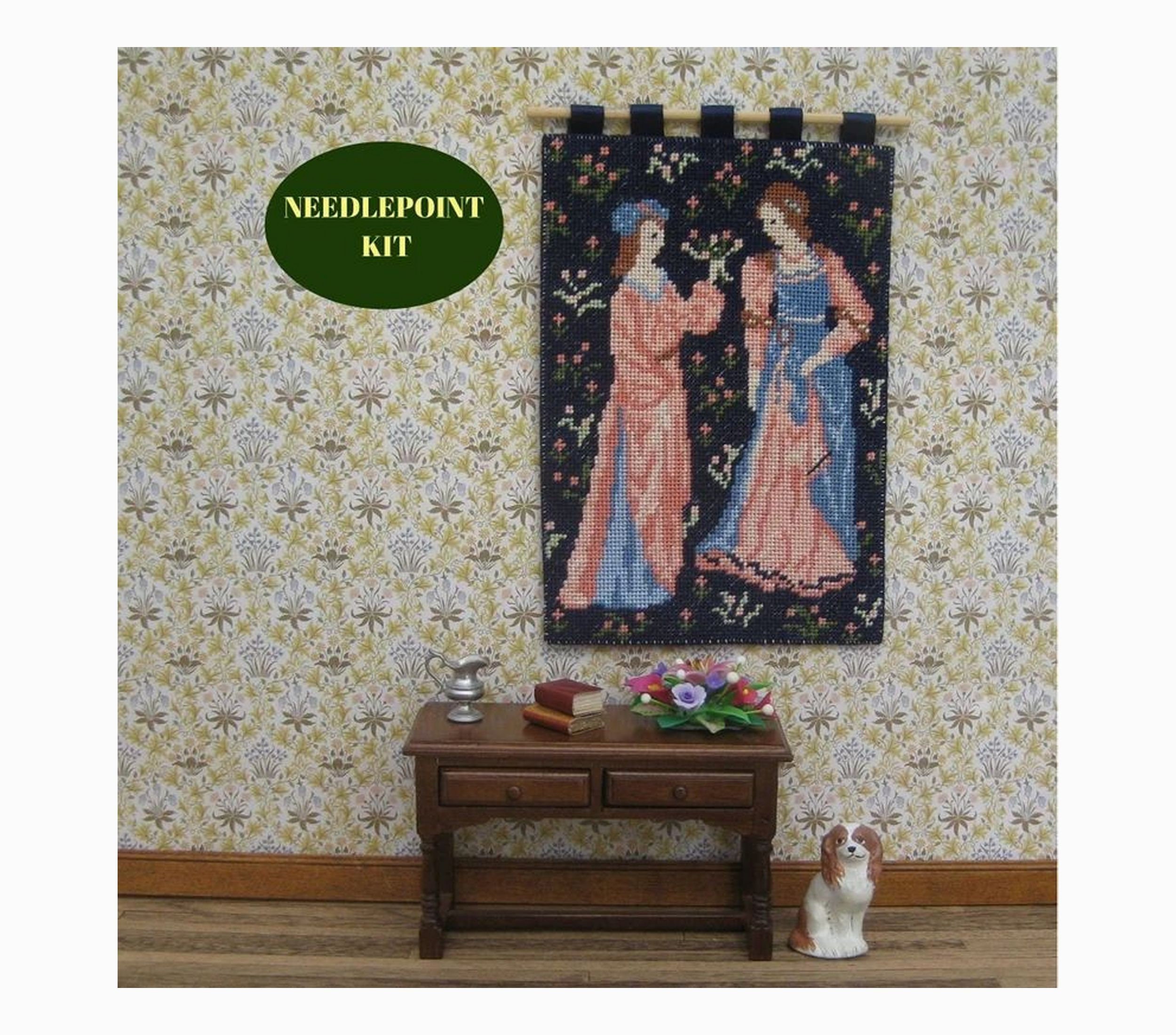 Sweet Peas, Petit Point, Kit, Needlepoint, Cushion, Picture, Historical,  Small, Easy, Birthday, Craft, Scottish, Counted, Charted, Floral 