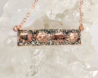 Raw Herkimer Diamond Jewelry, April Herkimer Birthstone Necklace, Rough Stone Bridesmaid Jewelry, Rose Gold Herkimer Necklace, Bohemian Gift