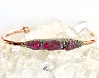 Rhodolite Garnet Bracelet, Raw Garnet Jewelry, January's Birthstone Gift for Her Birthday