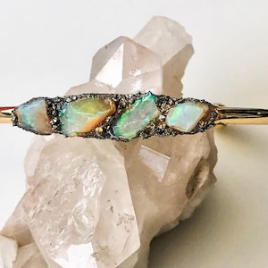 Rose Gold Birthstone Opal, Opal Gift for Wife, Raw Opal Gift, Rose Gold Boho Bracelet, Opal Adjustable Bracelet, Birthstone Opal October