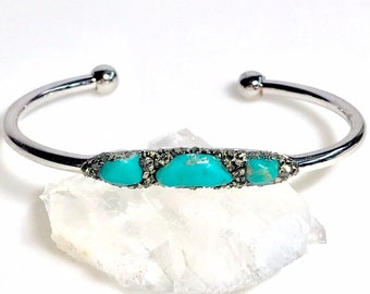 Turquoise Bracelet for Girlfriend - Turquoise Gift for Women - Turquoise Bangle Bracelet - Wanderlust bracelet for Her