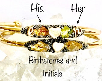 Personalized Valentine's Day Love Birthstone Gift for Women with Heart - His and Her's birthstones and initials