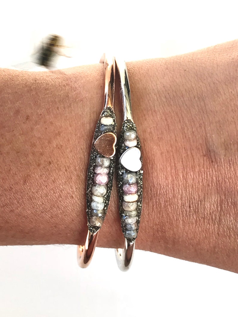 Sapphire Friendship Bracelet for Girlfriend Jewellery Dainty Love Jewelry in Silver Pink or Gold Rose Gold Heart Bracelet Gift for Wife