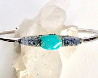 Tanzanite Jewelry, Turquoise Bracelet December Birthstone Jewelry, Genuine Turquoise Cuff, Natural Gemstone, Boho Turquoise Gift for Her