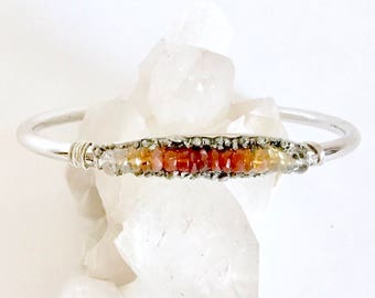 Fire Opal Jewelry Gift, Dainty Boho Bracelet, October Birthstone Jewelry Gift, Fire Opal for Her, Christmas Gift for Wife, Bridal Jewelry