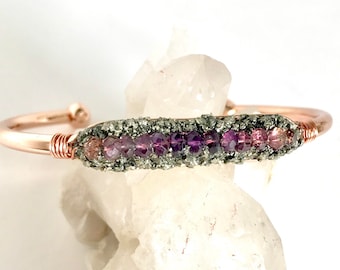 Amethyst Gift for Girlfriend, Bridesmaids Gift Amethyst, February Birthday Gift for Wife, Amethyst February Bracelet, Rose Gold Jewelry
