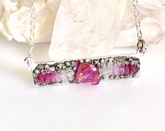 Ruby Necklace for Women, Ruby Jewelry Set, Rough Ruby, Cancer Jewelry, Ruby Gemstone, Birthstone Gift for July,