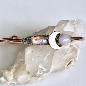 Celestial Jewelry with Crescent Moon Phase and Rainbow Moonstone Galaxy Jewelry for Bohemian Women with June Birthstone image 4