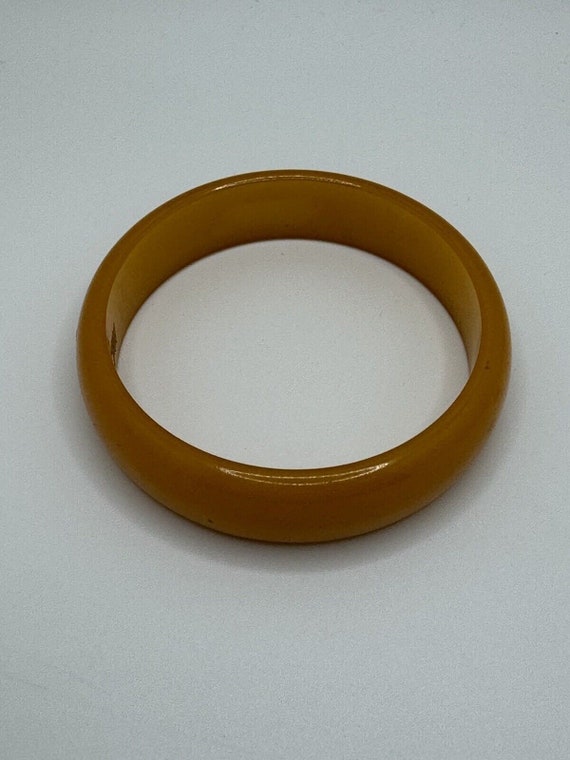 Vintage Art Deco Solid Orange Bakelite Bangle Bra… - image 1