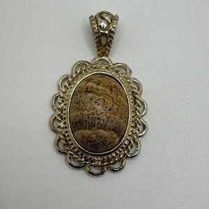 Vintage Jasper Stone Necklace Pendant