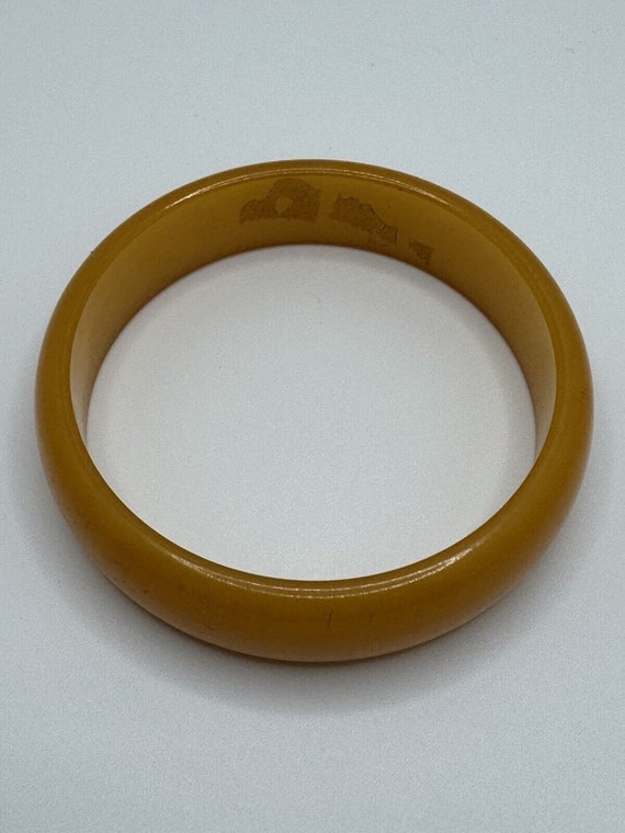 Vintage Art Deco Solid Orange Bakelite Bangle Bra… - image 6