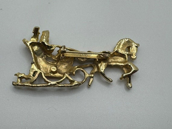 Vintage Christmas Holiday Pin Brooch Gold Enamel … - image 2