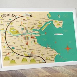 A2 Größe Dublin Stadtplan Illustration