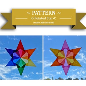 Tutorial, Instructions for Making a Window Star, Sun Catcher, Waldorf Star. Instant PDF download. Printer required. 6-Pointed Star-C image 1