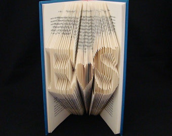 E heart S -- 2 Letters with Symbol -- Love Lovers -- Wedding Anniversary Gift -- Folded-Book Art Sculpture