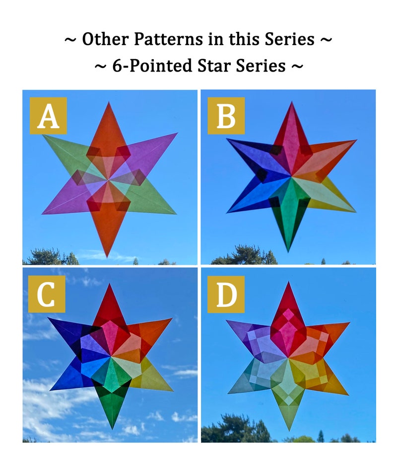 Tutorial, Instructions for Making a Window Star, Sun Catcher, Waldorf Star. Instant PDF download. Printer required. 6-Pointed Star-C image 5