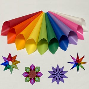 Nuovi colori, carta traslucida per realizzare stelle Waldorf / stelle per finestre / carta per aquiloni / 100 fogli / circa 4x4, 6 x 6 pollici o 8,5 x 8,5 pollici