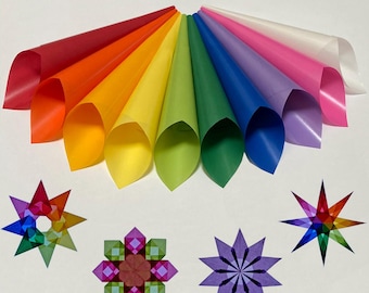 New Colors, Translucent Paper for making Waldorf Stars | Window Stars | Kite Paper | 100 sheets | Approx 4x4 , 6x6 inch , or 8.5 x 8.5  inch