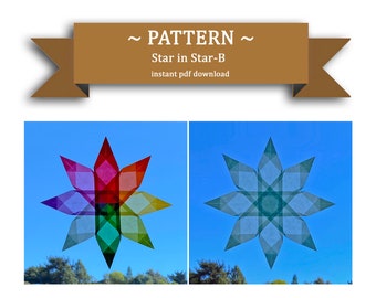 Tutorial, Instructions for Making a Window Star, Sun Catcher, Waldorf Star.  Instant PDF download for Star-in-Star-B