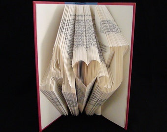 A heart J -- 2 Letters with Symbol -- Love Lovers -- Wedding Anniversary Gift -- Folded-Book Art Sculpture