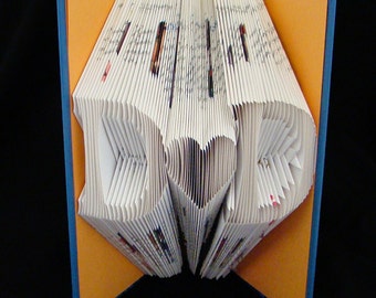 D heart D -- 2 Letters with Symbol -- Wedding Anniversary Gift -- Folded-Book Art Sculpture