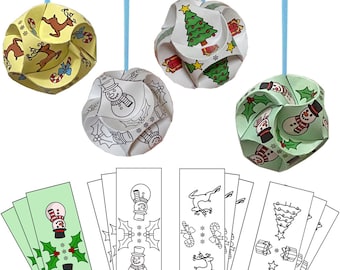 Kit boule origami. Artisanat de bricolage en papier pour créer un ornement en origami. Aucun outil nécessaire. Ensemble de 10 globes. Modèle de Noël. Color-Connect-Terminé !