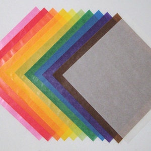 SMALL Translucent Wax Paper for making Waldorf Stars Window Stars Kite Paper 99 sheets Multi color 6.25 inch squares image 3