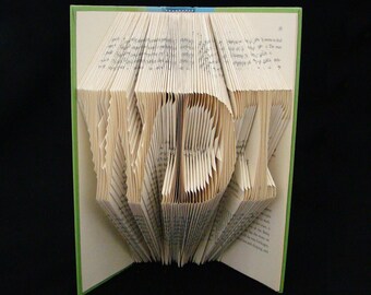 Initials - Acronyms - 3 Letters - Folded-Book Art Sculpture - Valentine Gift - Anniversary Gift - boyfriend, girlfriend, wife, hubby