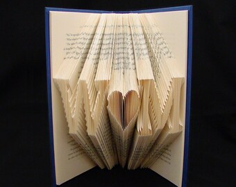 W heart M -- 2 Letters with Symbol -- Wedding Anniversary Gift -- Folded-Book Art Sculpture